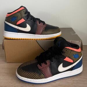 Nike Air Jordan 1 Mid ‘Multi Grid’ Kids Sneakers - SZ 6 Y- 7.5 W